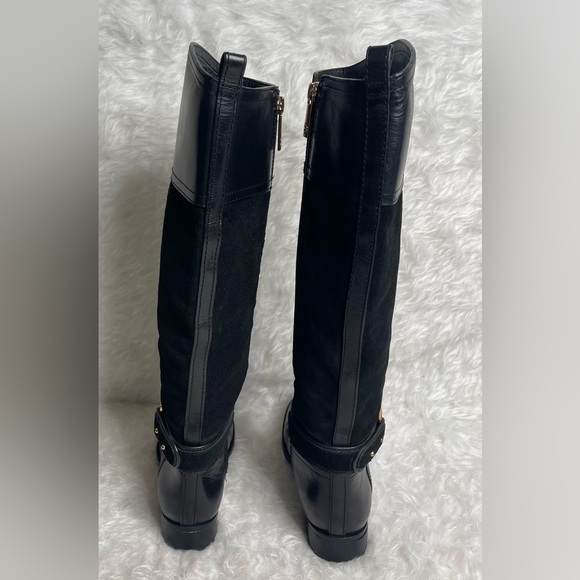 Tory Burch Riding Boots Tenley in Black Leather and Suede Size 5.5 - Picture 8 of 17